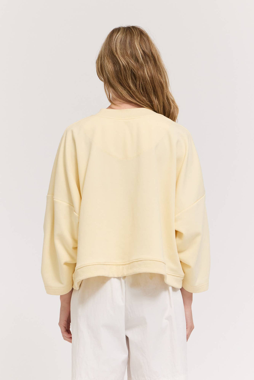 RIB AND TERRY CREWNECK TOP