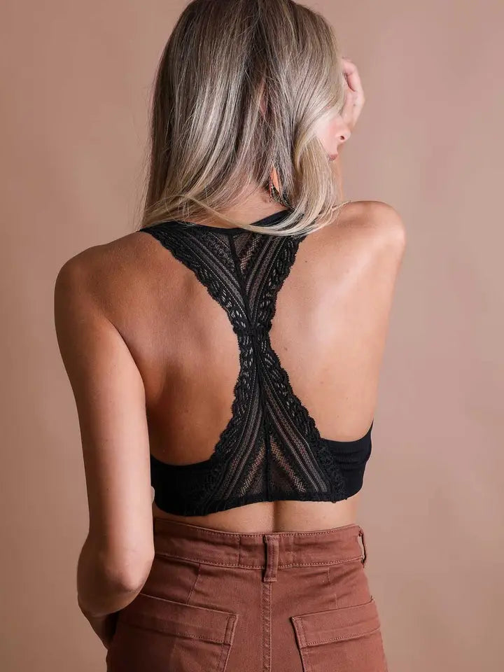 Lace Racerback Bralette – with Removable Bra Pad