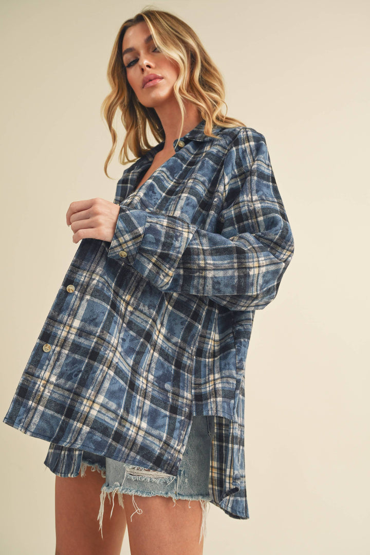 8323DN Laura Plaid Washed Flannel Shirt