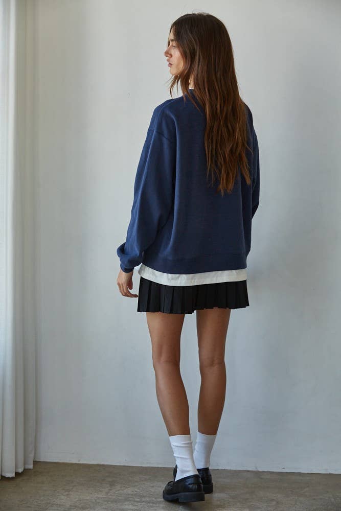 L8680 | Knit Cotton Polyester Crew Neck Sweatshirt Top