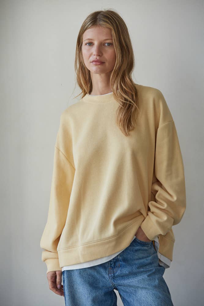 L8680 | Knit Cotton Polyester Crew Neck Sweatshirt Top