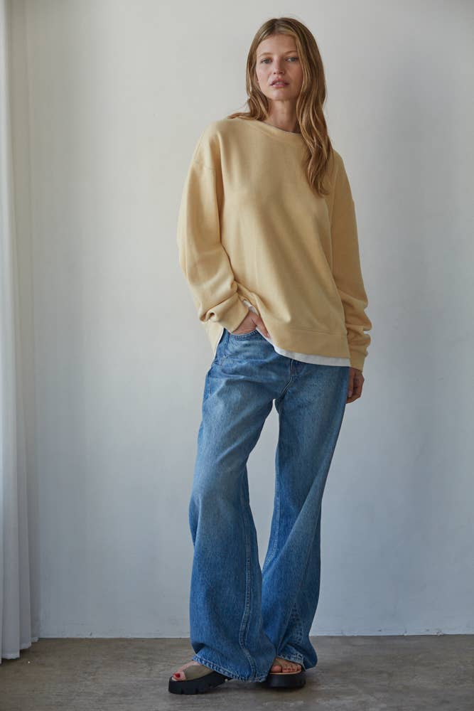 L8680 | Knit Cotton Polyester Crew Neck Sweatshirt Top