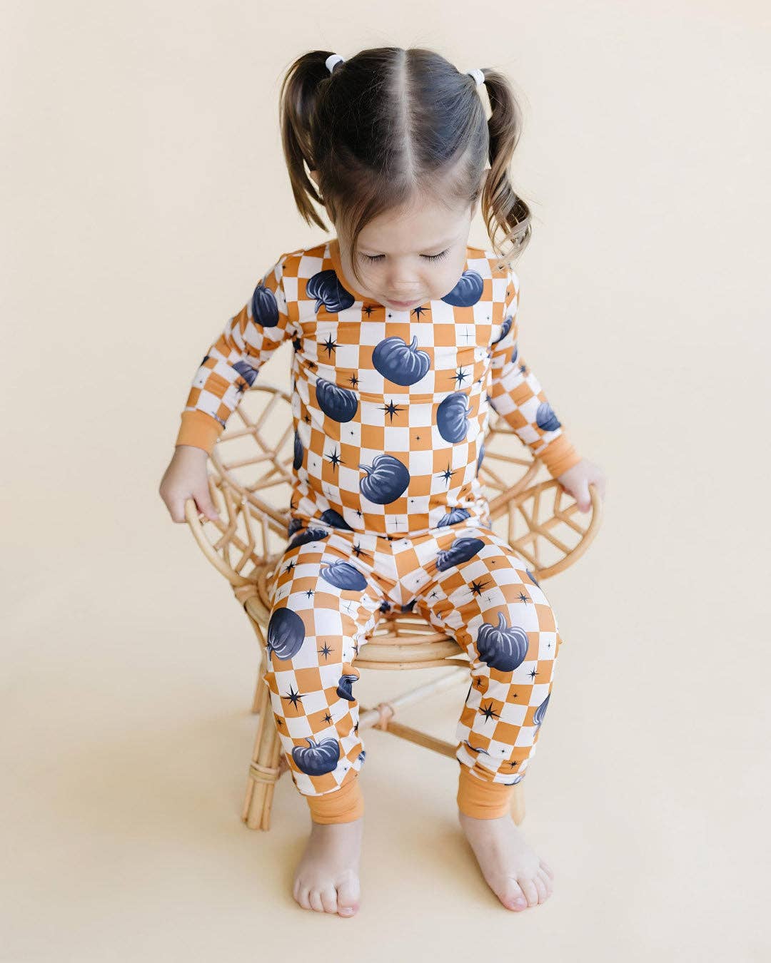 Bamboo Kids Two Piece Outfit | Checkered Pumpkin