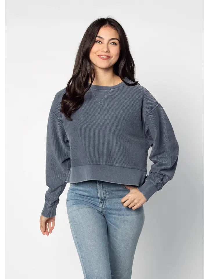 Corded Boxy Pullover | Oversized Cotton Fleece Sweatshirt in Red, Green & Navy