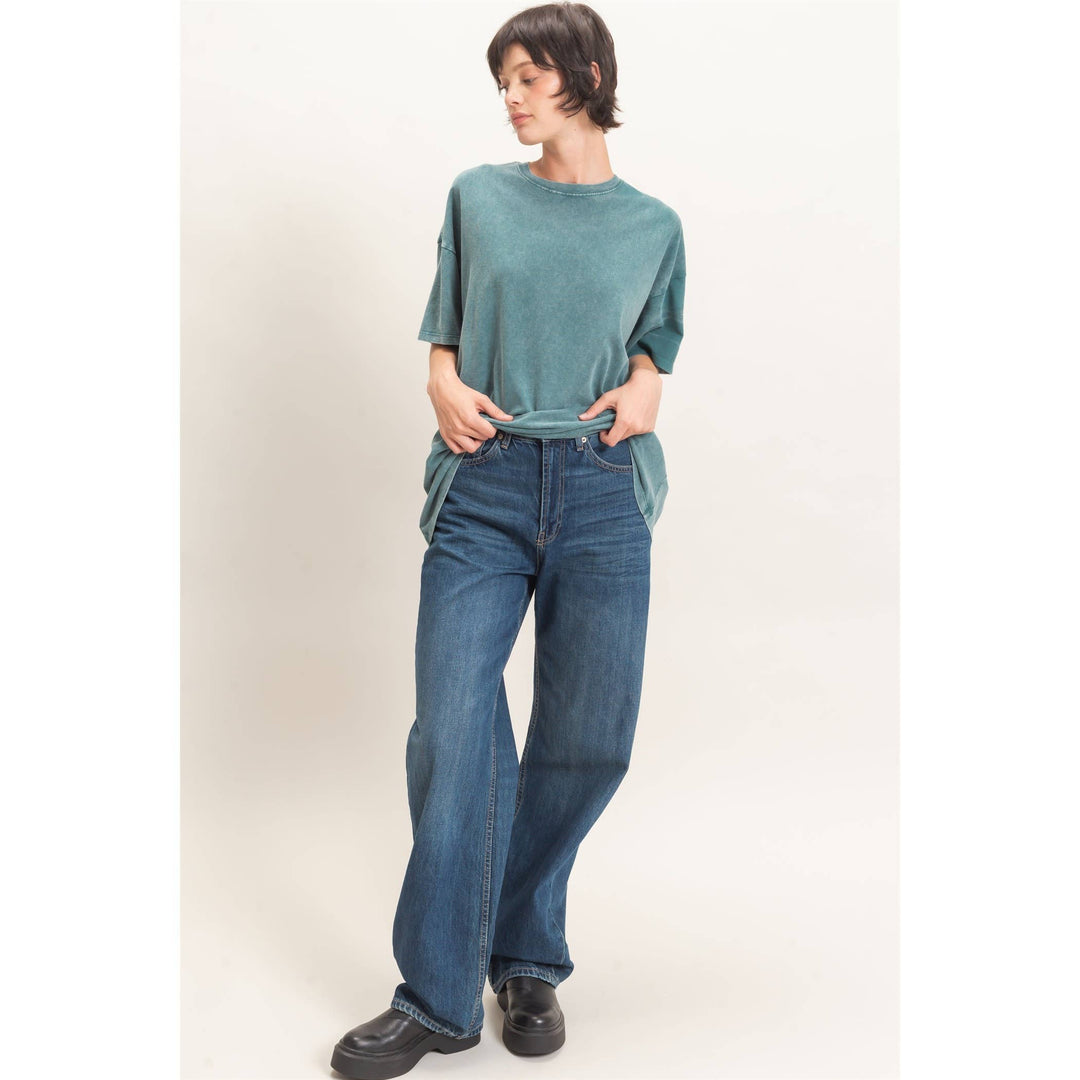 Mineral Wash Oversized Crew Neck T-Shirts