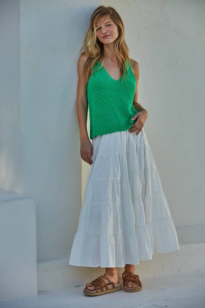 W1925 | Knit Sweater Cotton V-Neck Sleeveless Tank Top