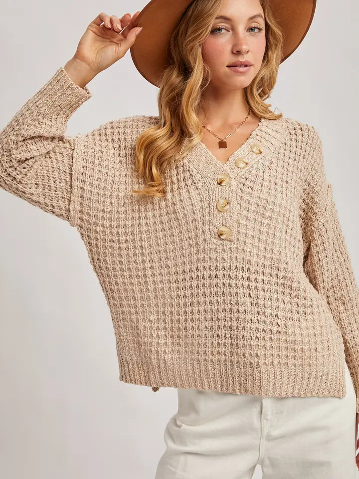 Thermal Henley Sweater Top