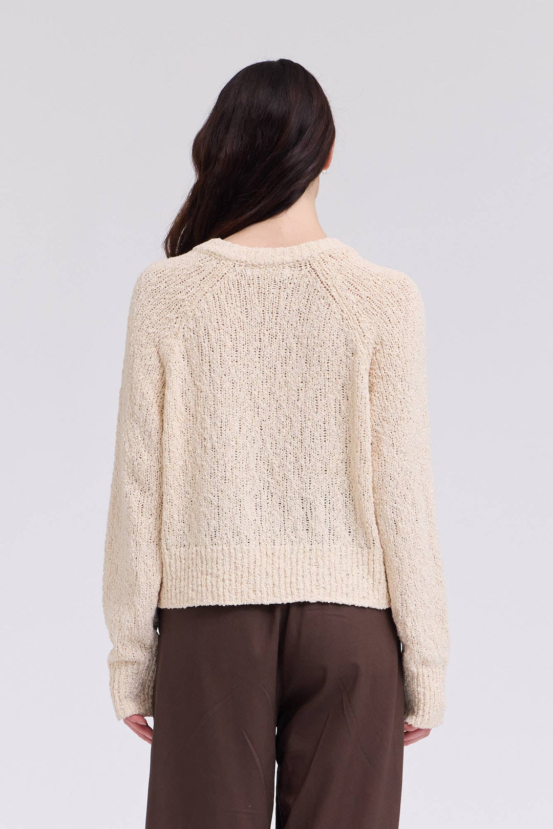 80476TY - TEXTURED VNECK CARDIGAN