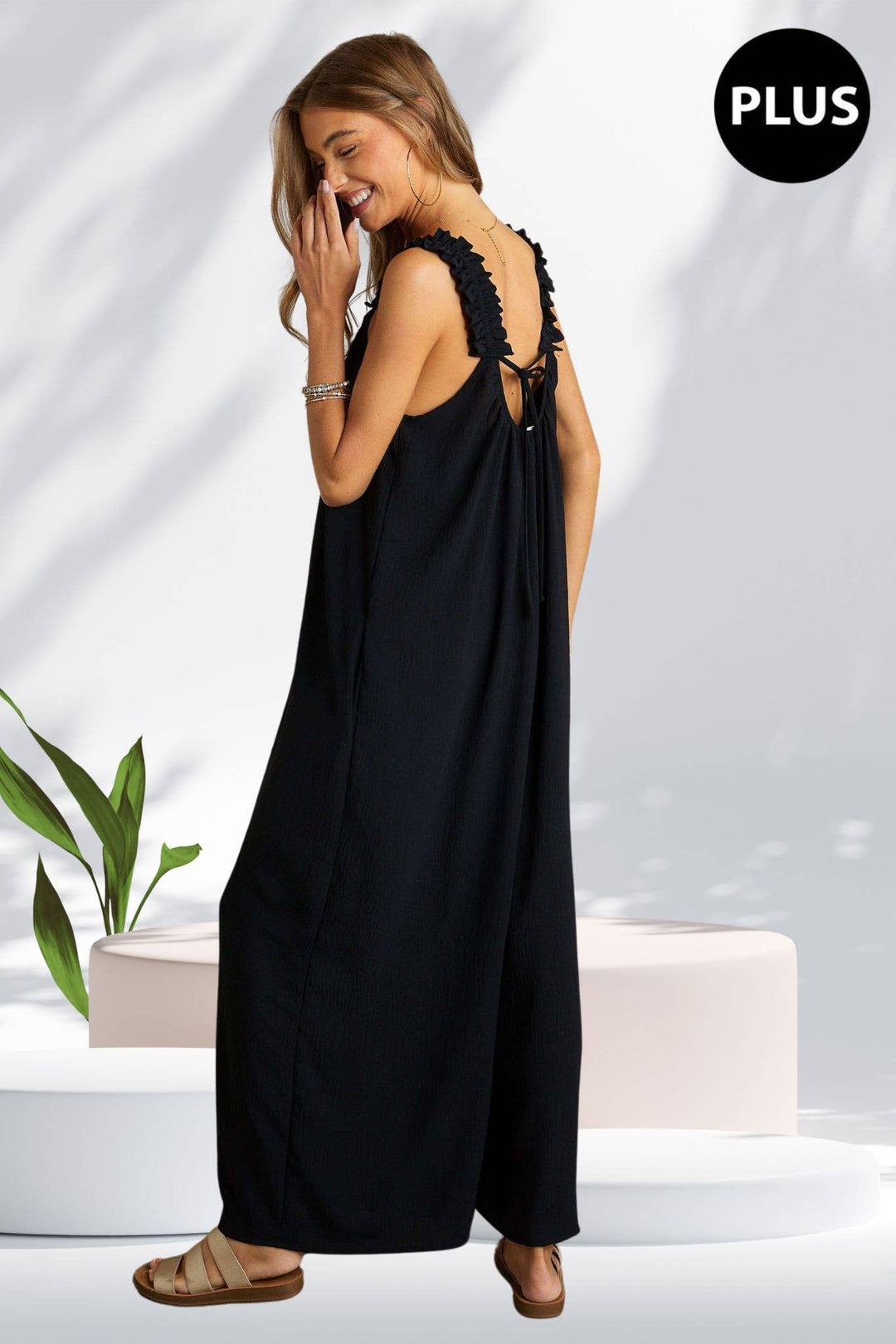 ELASTIC RUFFLE PLUS JUMPSUIT - AJP17037X