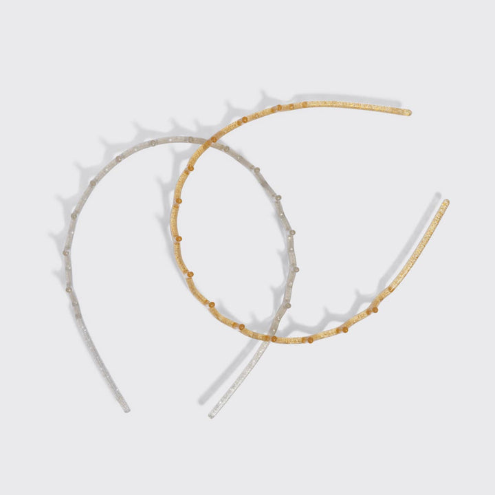 Recycled Plastic Zigzag Headbands 2pc Set - Gold & Silver