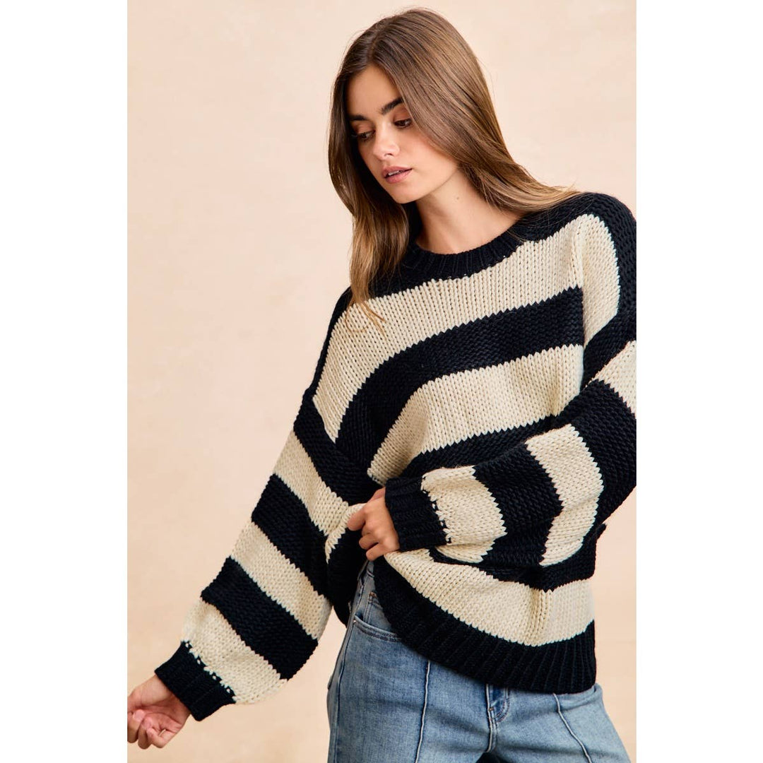 STRIPE CHUNKY SWEATER TOP