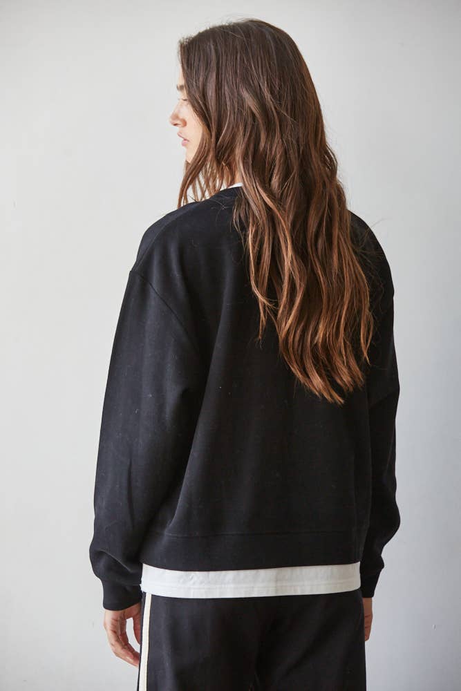 L8680 | Knit Cotton Polyester Crew Neck Sweatshirt Top