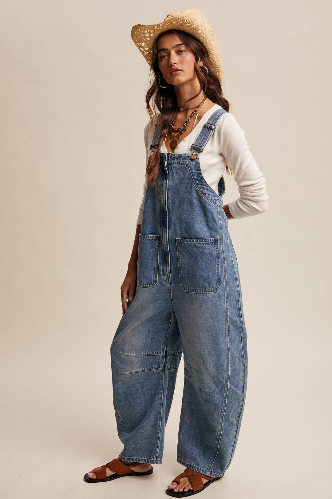 Western Wide-Leg Denim Overalls LRP0336