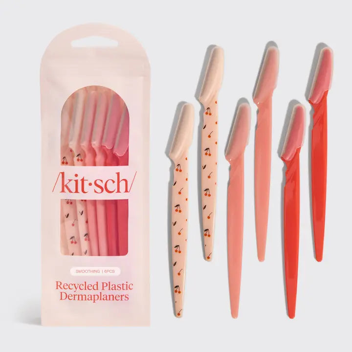 KITSCH Recycled Plastic Dermaplaners – 6pc Set (Cherry Blossom)