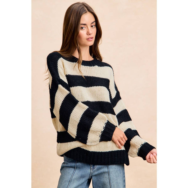 STRIPE CHUNKY SWEATER TOP