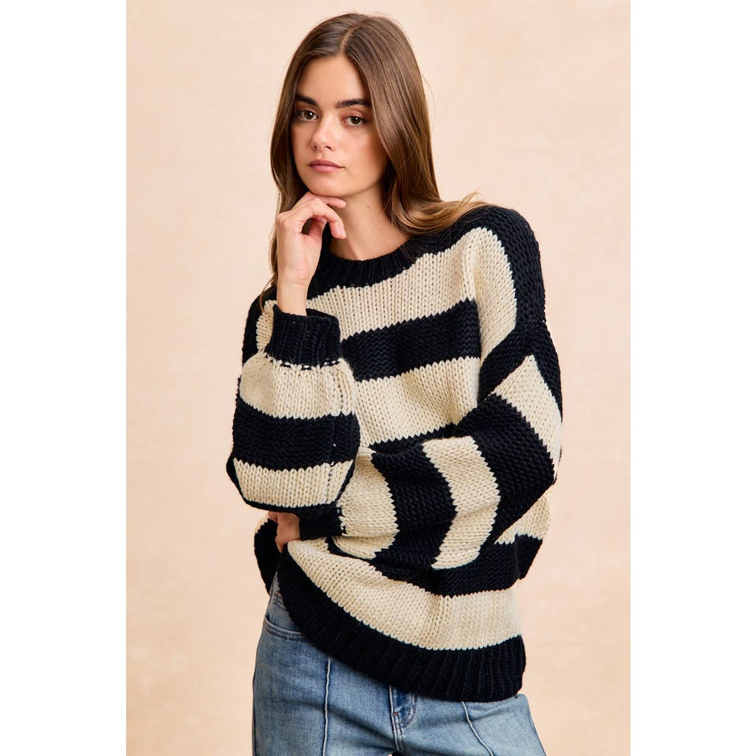 STRIPE CHUNKY SWEATER TOP