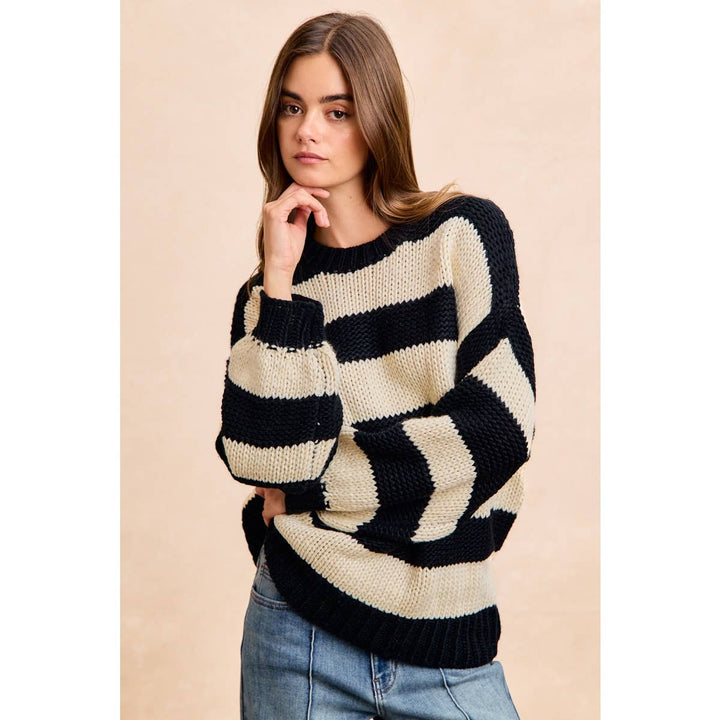 STRIPE CHUNKY SWEATER TOP