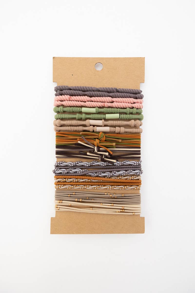 Retro Bohemian Stackable Hair Tie Bracelet Set ☮️