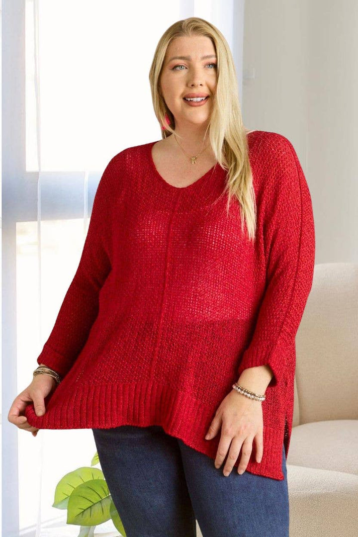 PLUS LOOSE FIT BASIC KNITTED SWEATER -CESW1922X