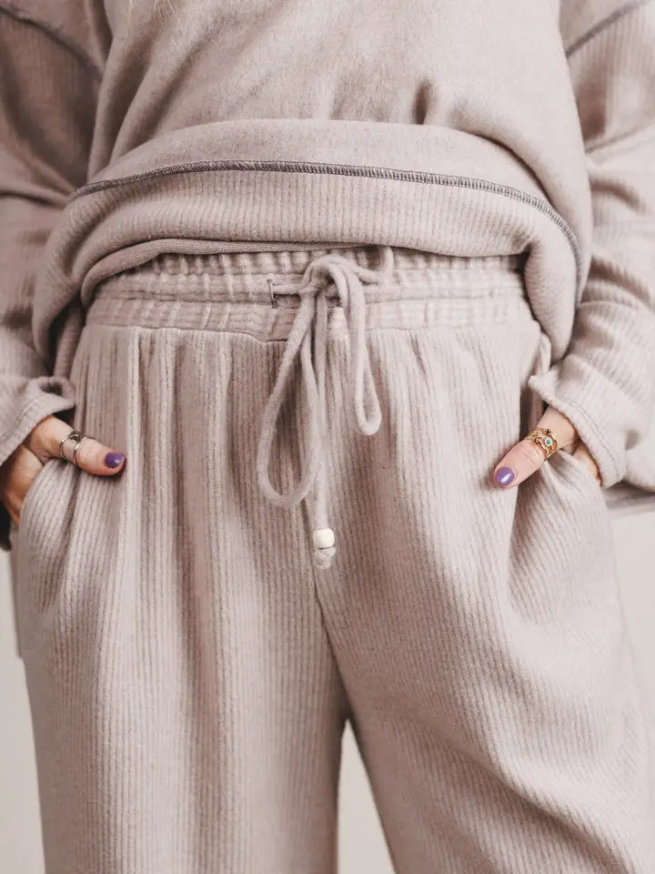 Mckayla Cozy Set – Taupe | Oversized Ribbed Lounge Set