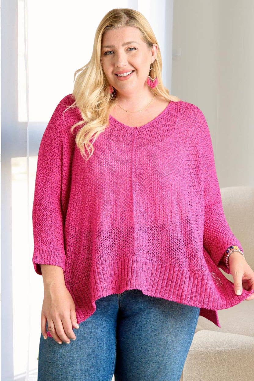 PLUS LOOSE FIT BASIC KNITTED SWEATER -CESW1922X