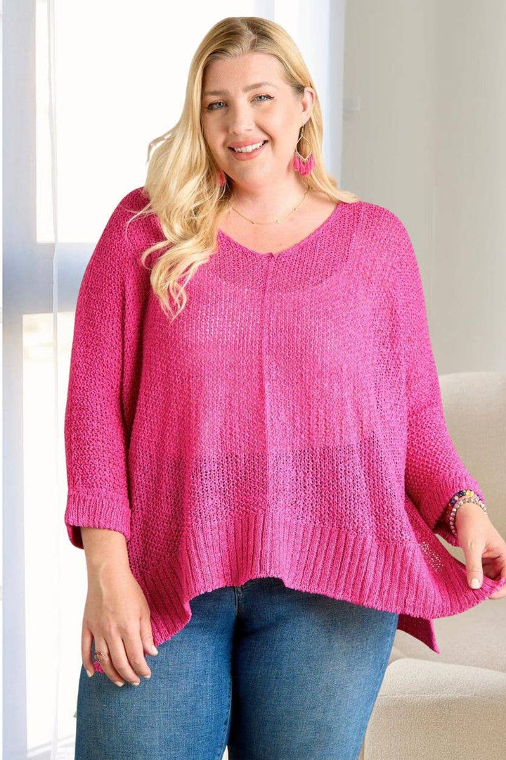 PLUS LOOSE FIT BASIC KNITTED SWEATER -CESW1922X