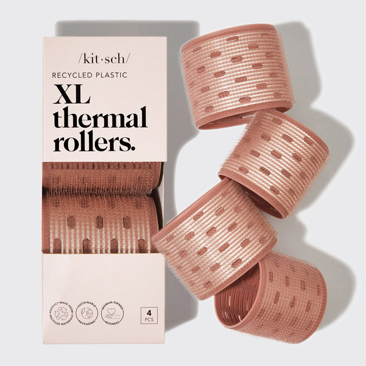 Kitsch Recycled Plastic XL Thermal Rollers – 4pc Set (Terracotta)