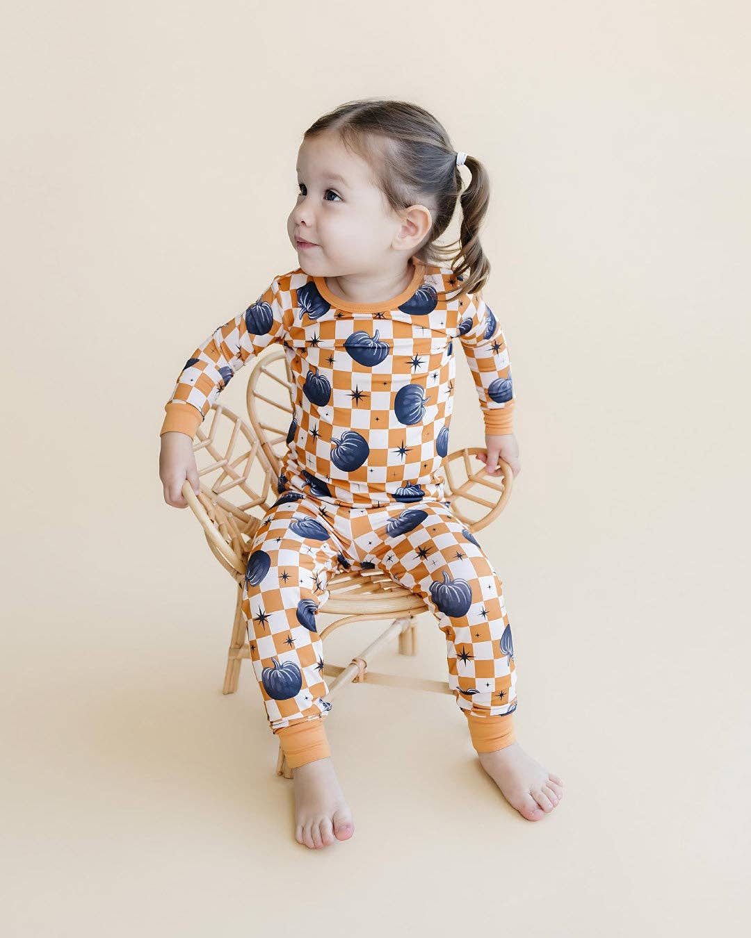 Bamboo Kids Two Piece Outfit | Checkered Pumpkin