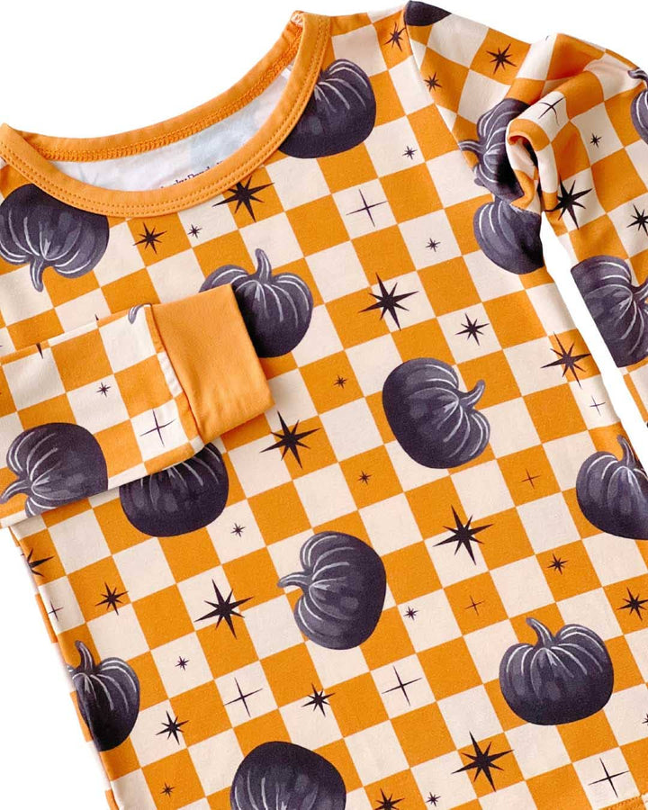 Bamboo Kids Two Piece Outfit | Checkered Pumpkin