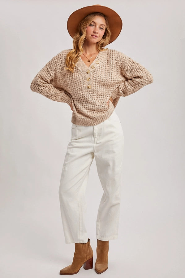 Thermal Henley Sweater Top