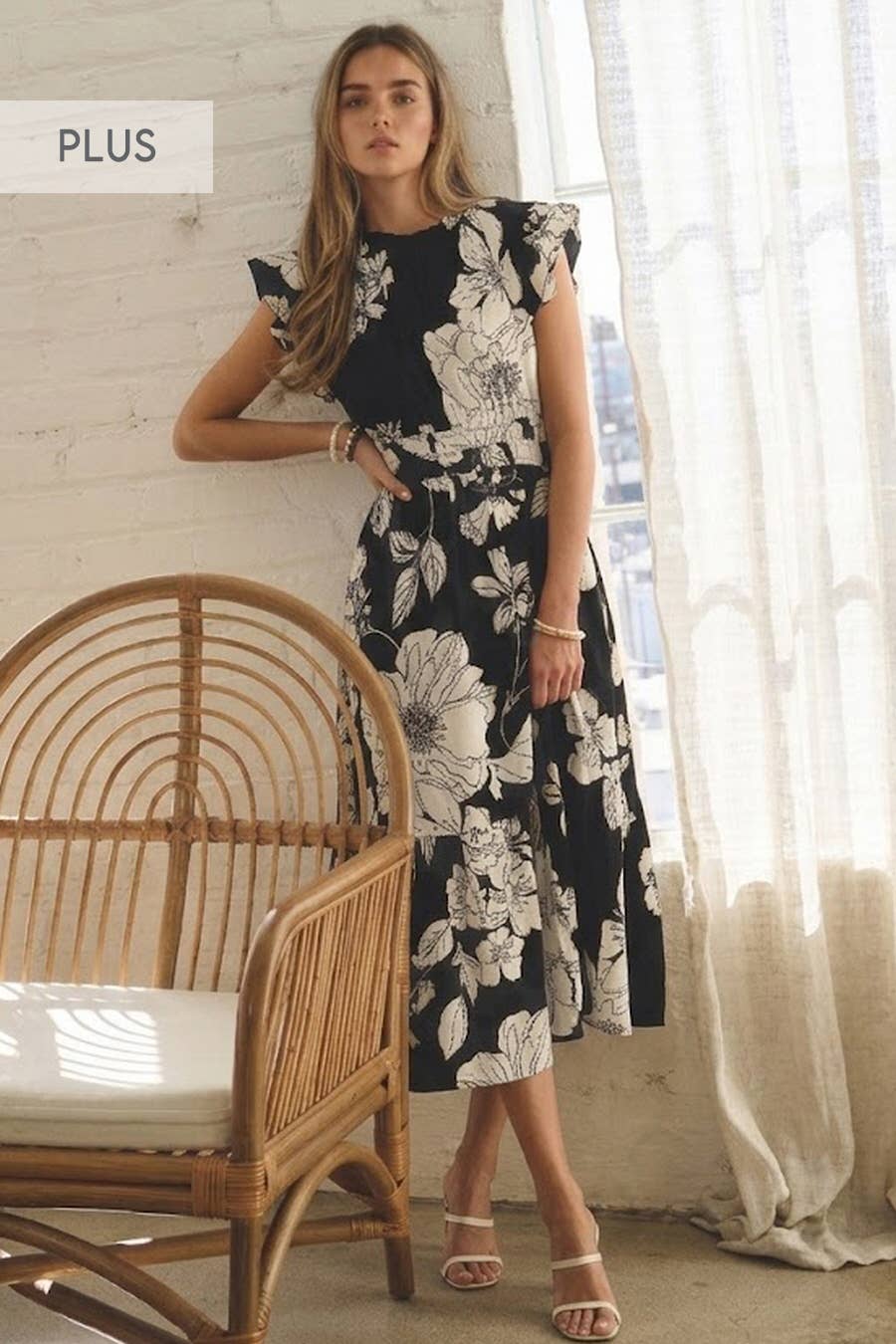 Plus Flutter Sleeve Dress