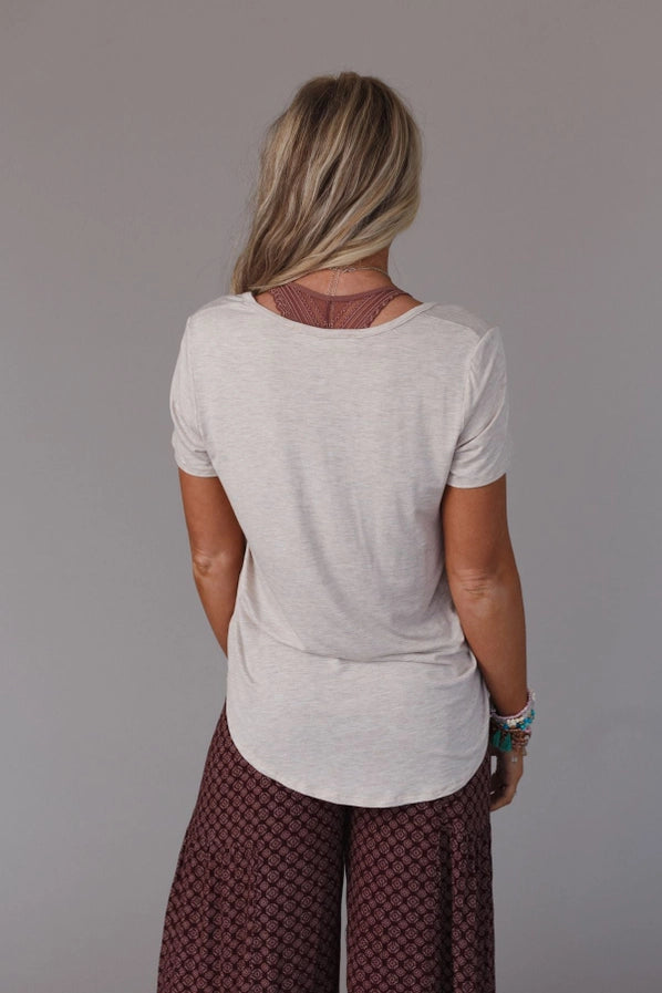 Scoop Neck Bralette Tee – Heather Oatmeal