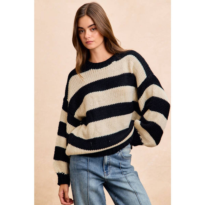 STRIPE CHUNKY SWEATER TOP