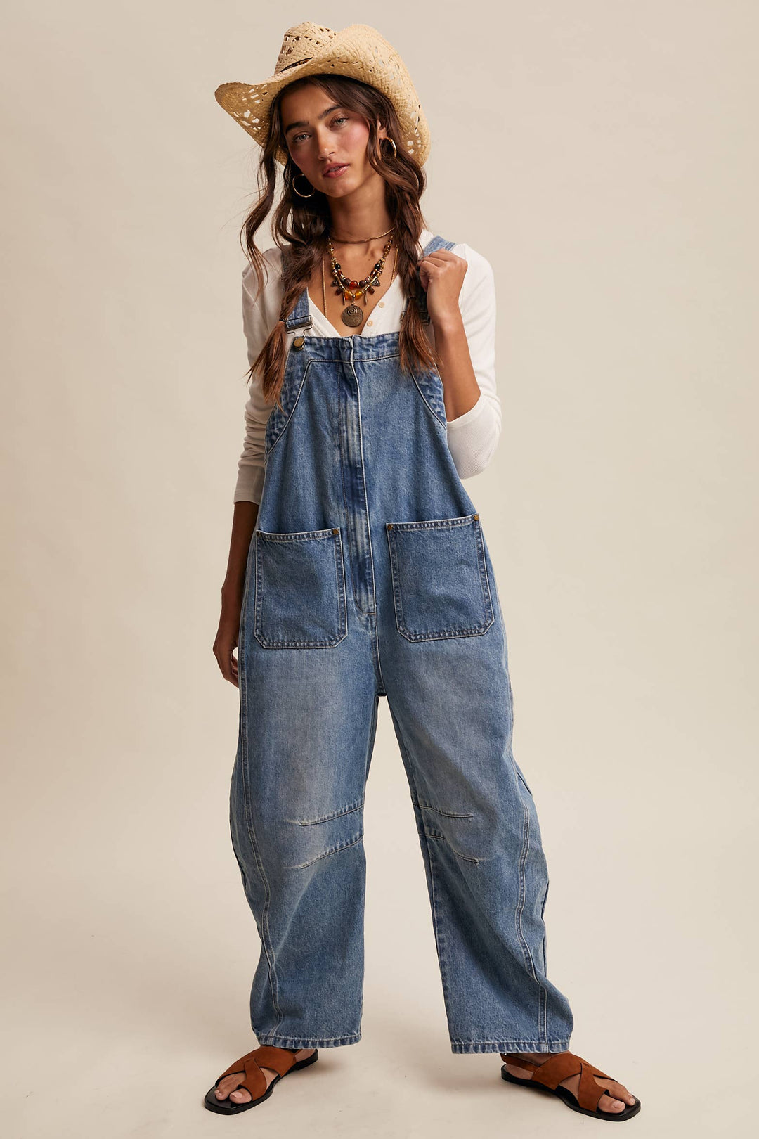 Western Wide-Leg Denim Overalls LRP0336