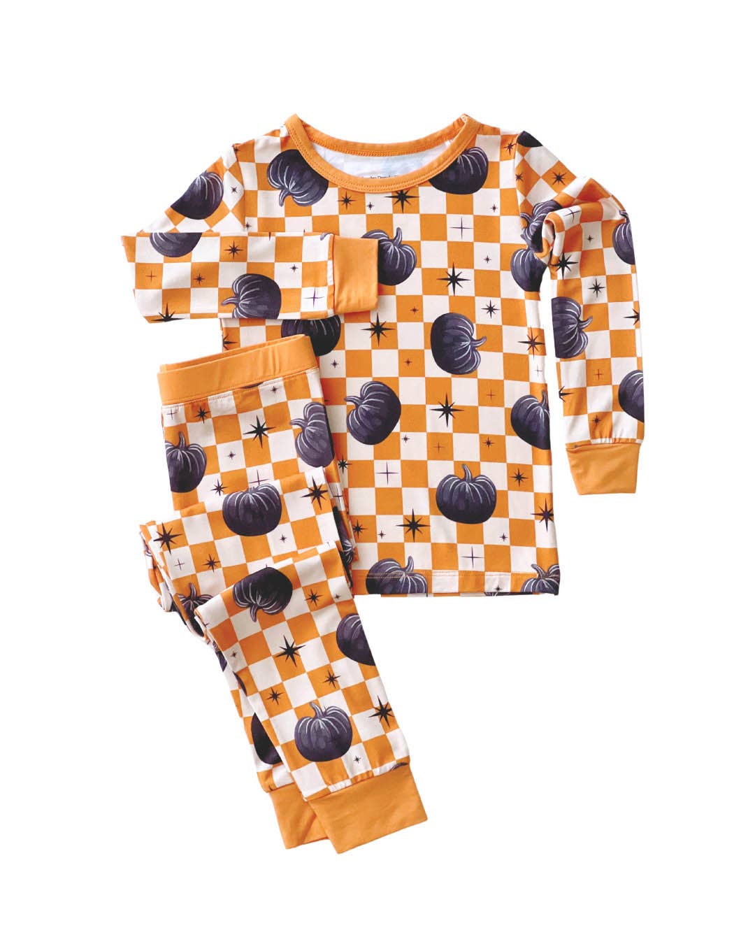 Bamboo Kids Two Piece Outfit | Checkered Pumpkin