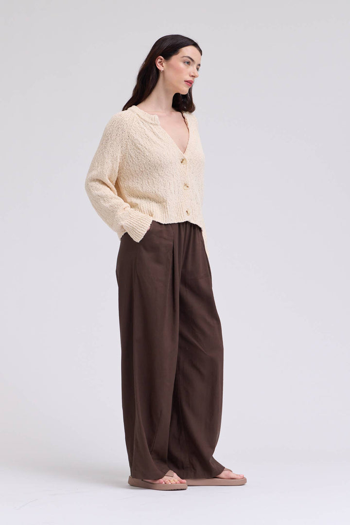 80476TY - TEXTURED VNECK CARDIGAN