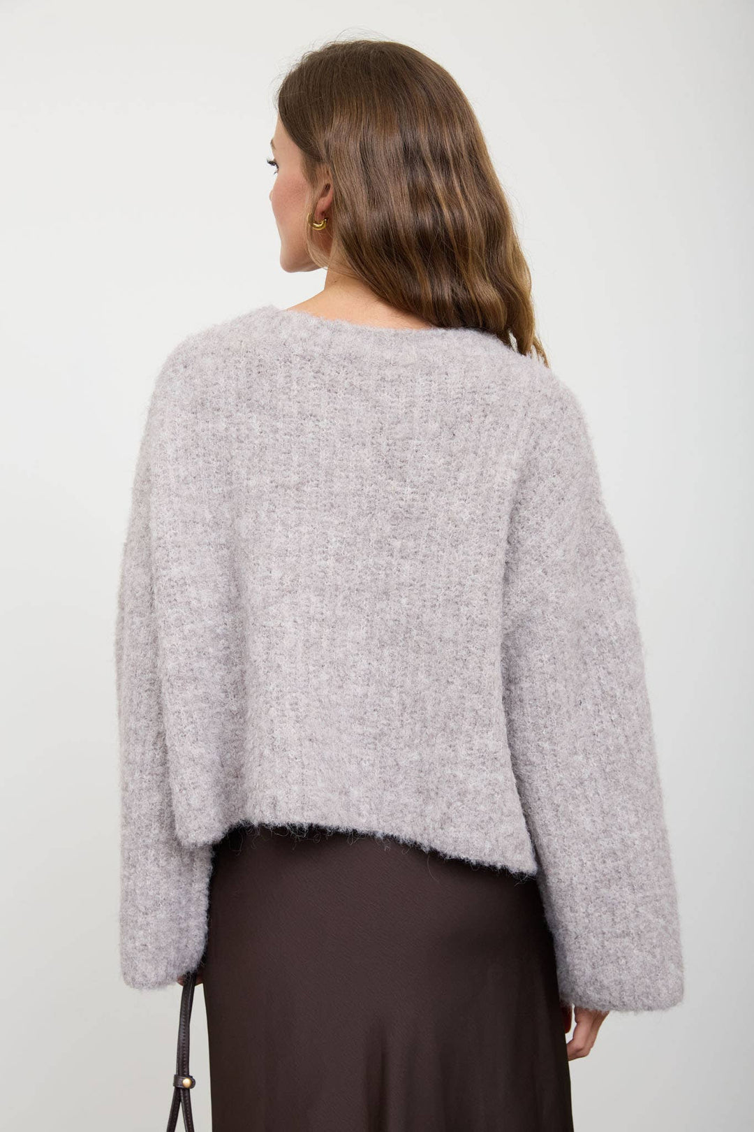 FUZZY KNIT BUTTON DOWN BOXY CARDIGAN SWEATER