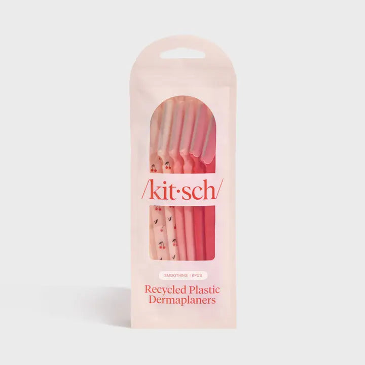 KITSCH Recycled Plastic Dermaplaners – 6pc Set (Cherry Blossom)
