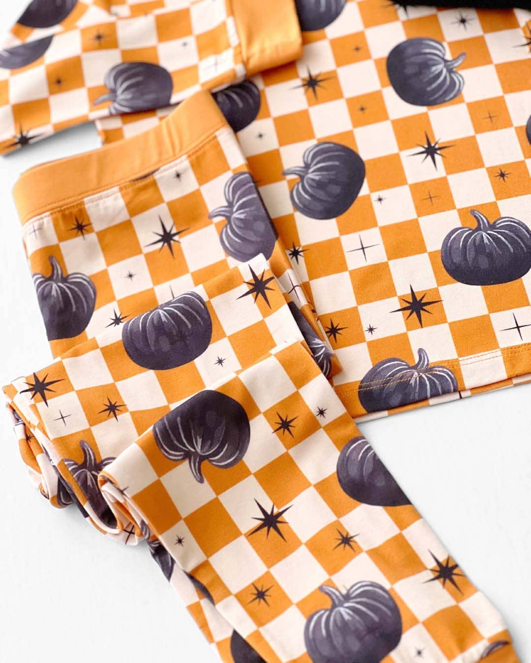 Bamboo Kids Two Piece Outfit | Checkered Pumpkin