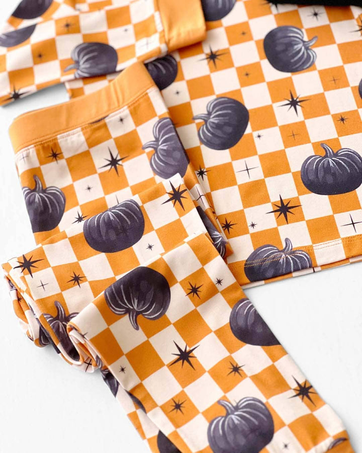 Bamboo Kids Two Piece Outfit | Checkered Pumpkin