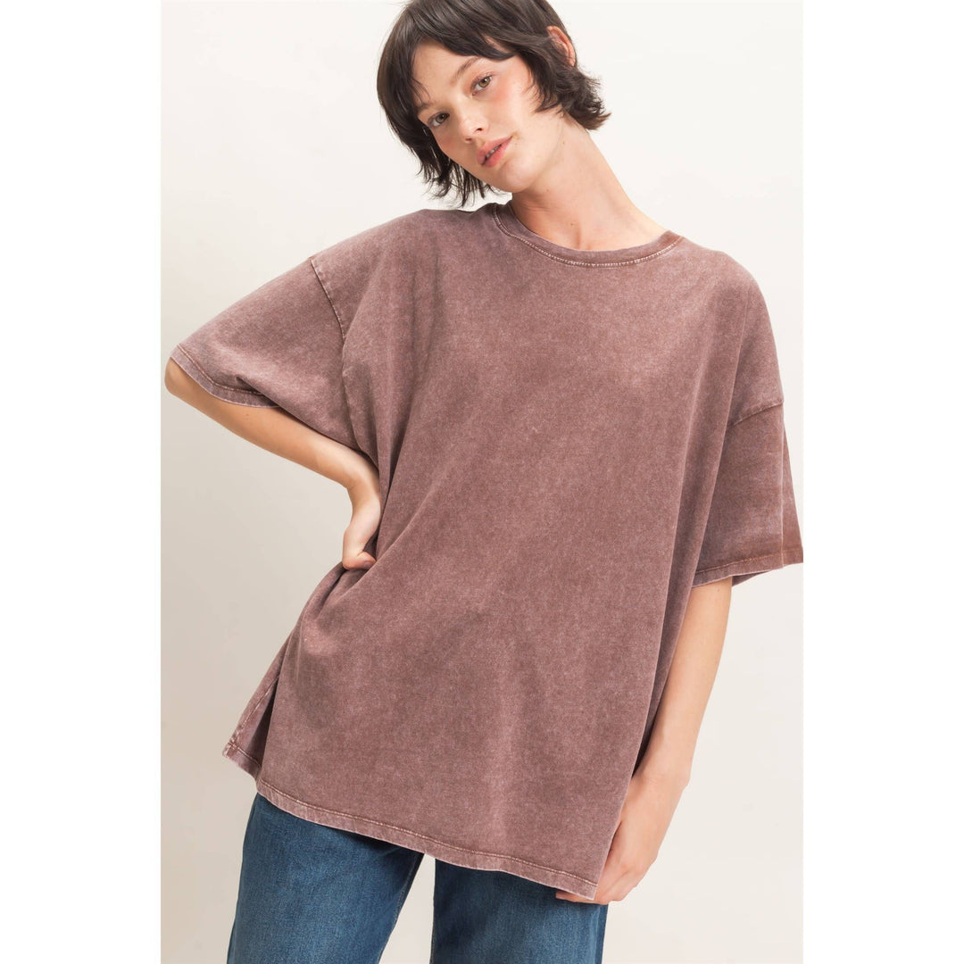 Mineral Wash Oversized Crew Neck T-Shirts