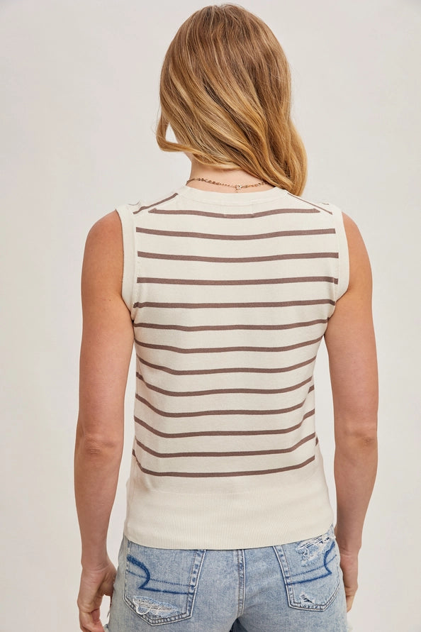 Striped Muscle Knit Tank Top