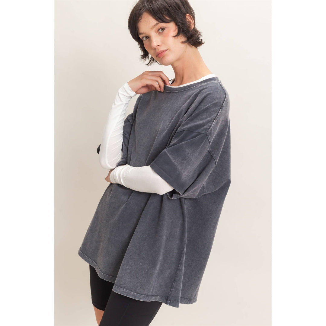 Mineral Wash Oversized Crew Neck T-Shirts