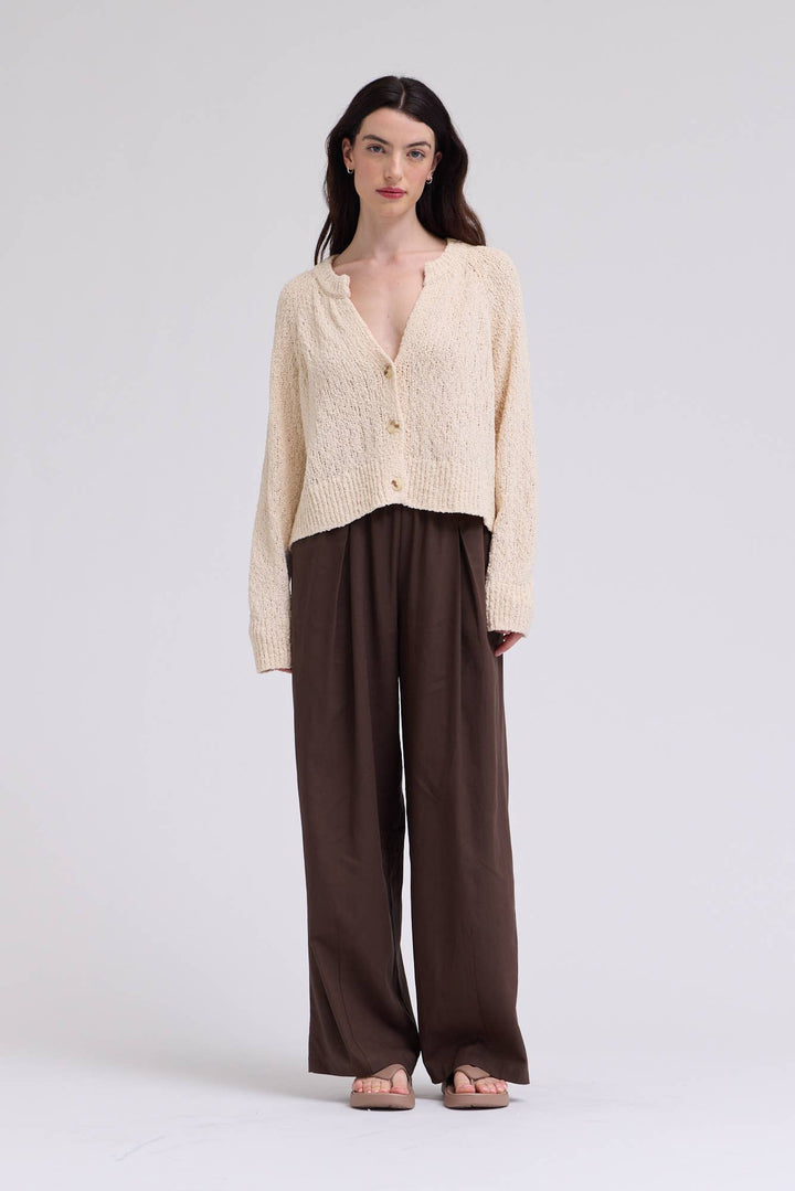 80476TY - TEXTURED VNECK CARDIGAN