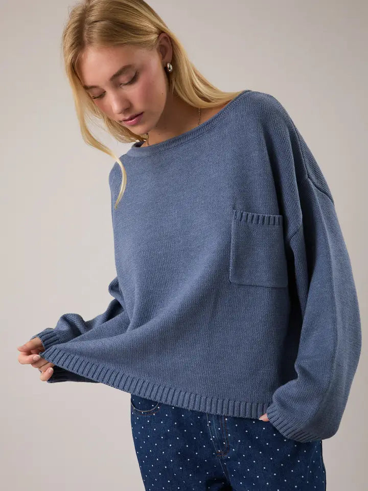 Oversized Wide Neck Sweater | Relaxed Fit Cozy Knit Pullover
