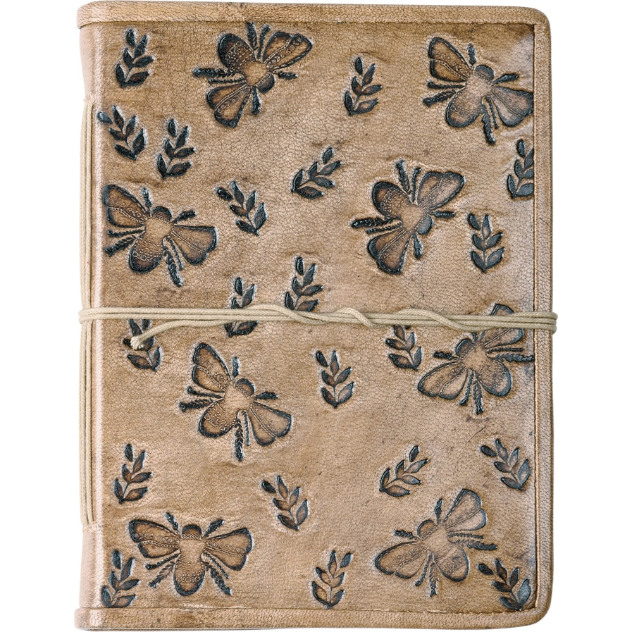 Bee & Floral Embossed Leather Journal