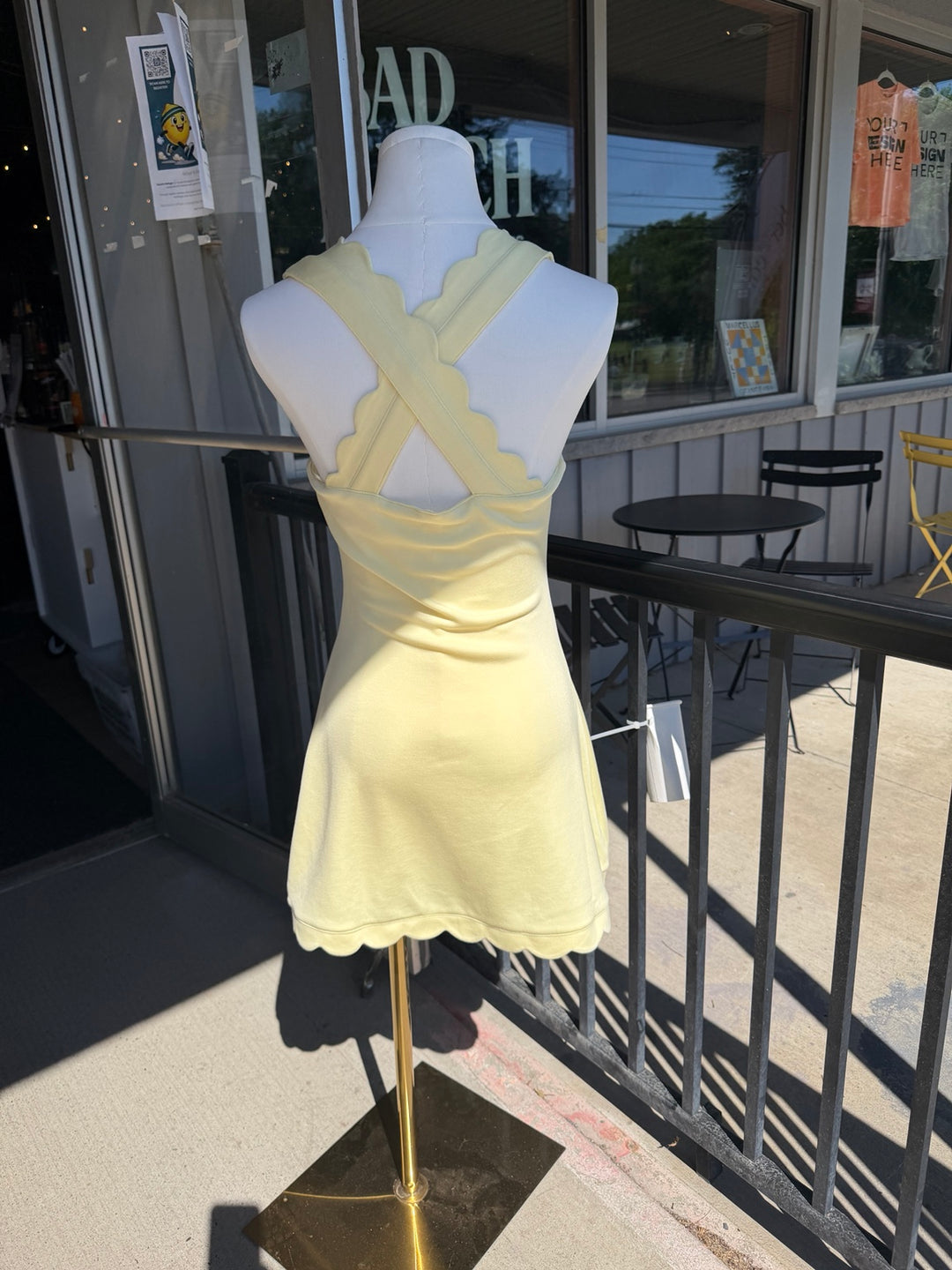 Scuba Scallop Square Neck Sleeveless Mini Dress With Shorts