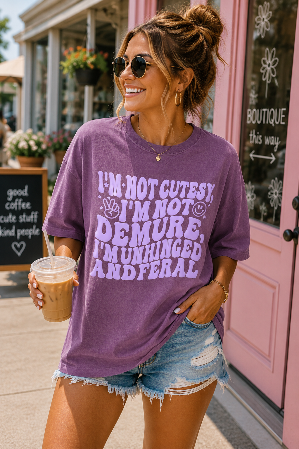 I'm Not Cutesy, I'm Not Demure, I'm Unhinged & Feral Puff Print Tee