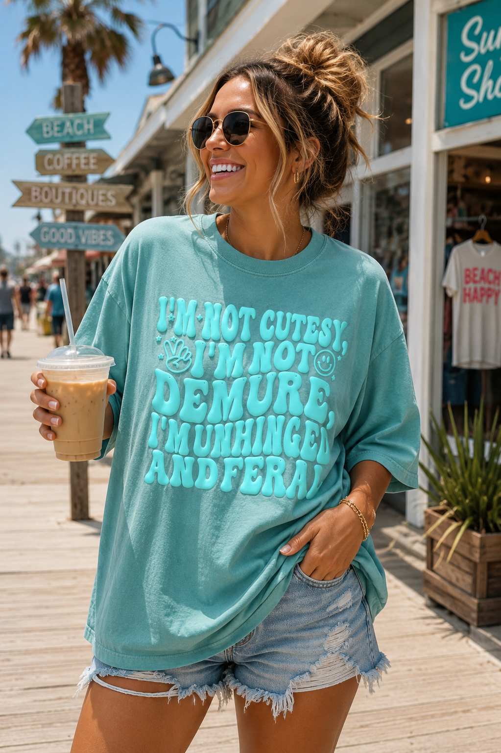 I'm Not Cutesy, I'm Not Demure, I'm Unhinged & Feral Puff Print Tee