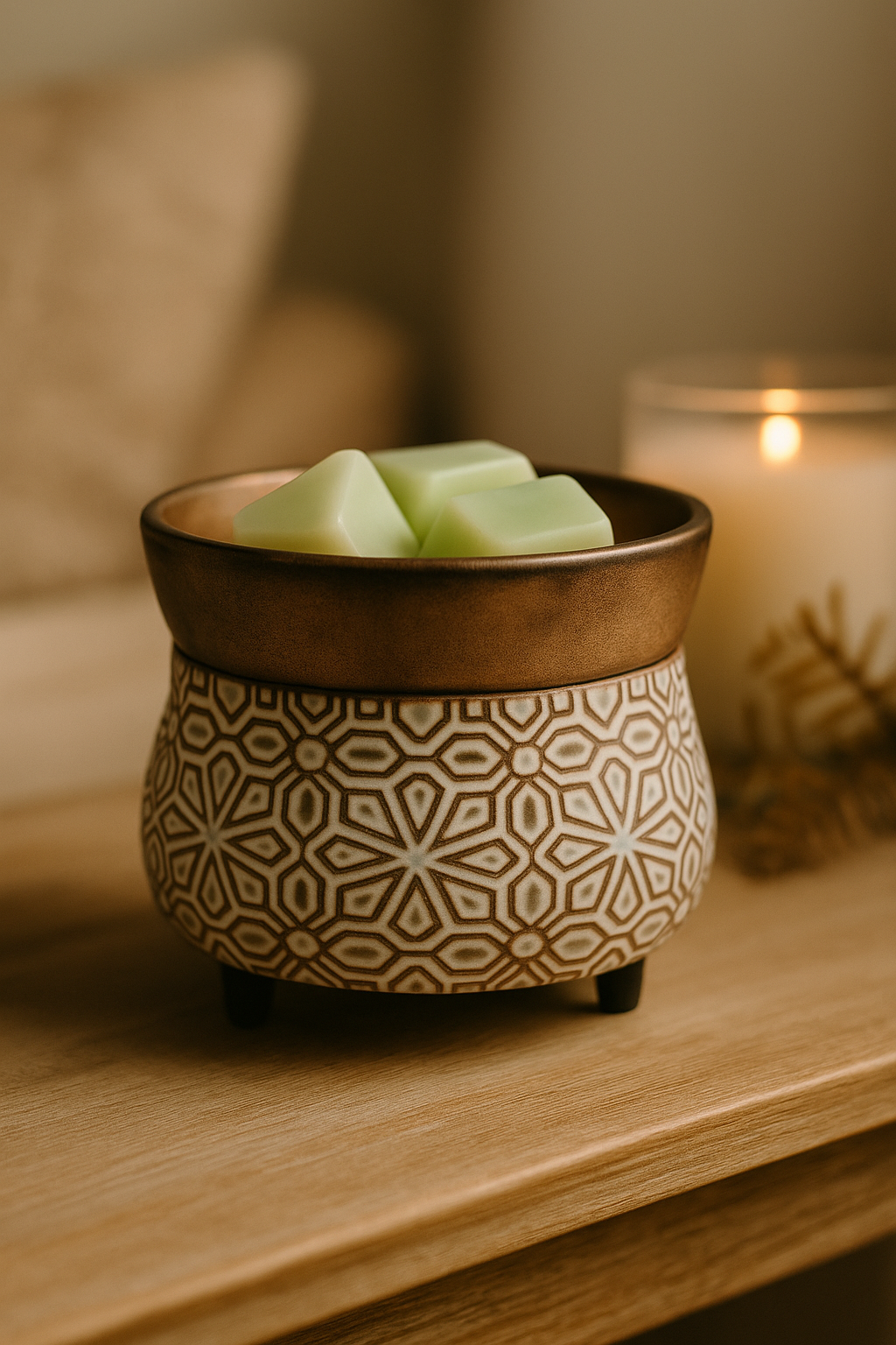 2-in-1 Fragrance Warmer – Bronze Geometric